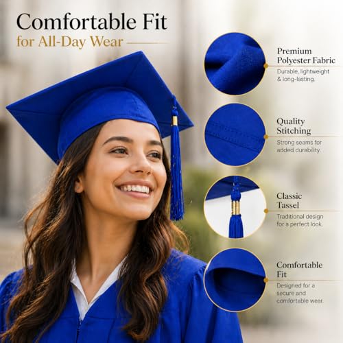 Image of Raj Costume Graduation Gown, Cap & Sash Set for Kids & Adults | Matte Polyester Academic Convocation Dress | Graduation Ceremony Robe for School, College & University Degree Day