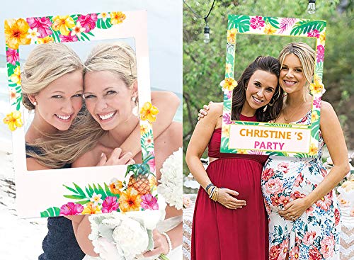 2 In 1 Luau Photo Booth Props Frame Party Supplies - Hawaiian Tropical Tiki Birthday Baby Shower Bridal Shower Wedding Decorations (Assembly Needed) #TOP1