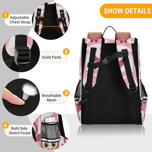 Owls School Backpack For Girls Boys Elementary Bookbag With Reflective Strips4