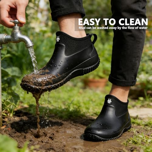 Image of Rain Boots for Men and Women, Waterproof Ankle Deck Boots Anti-Slip Mud Shoes for Garden Outdoor Work Fishing Farming