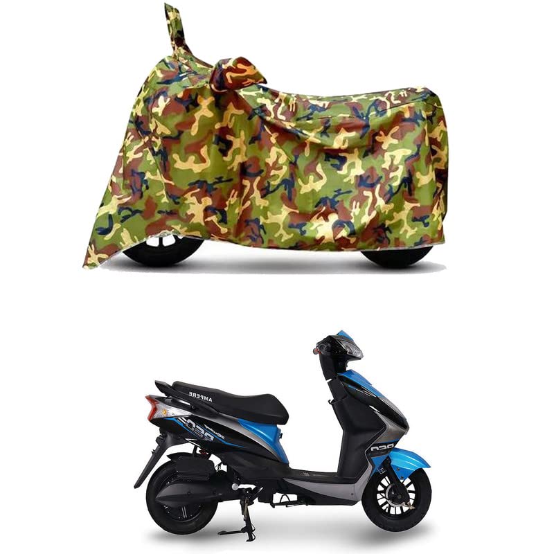 Image of Waterproof 100% PVC Coated Full Bike Scooty Two Wheeler Body Cover Compatible for Ampere REO STD /UV-Rays /Heat Protection /Birds Dropping /Scratchproof /Dust Proof s[6X6 Jungle Print]