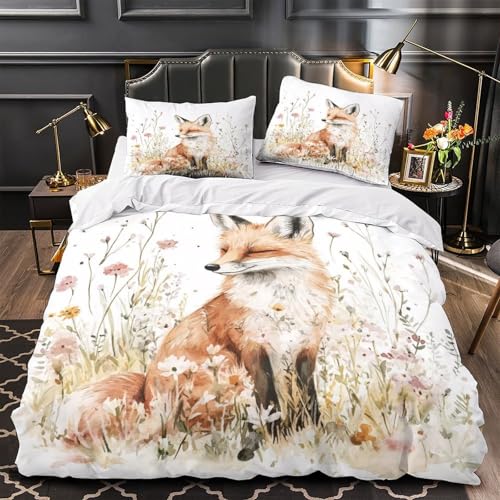 Housse de couette renardeau 200x200 cm en microfibre imprimée 3D