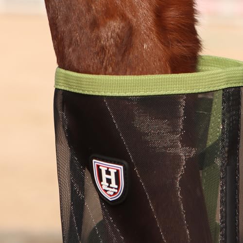 Image of Harrison Howard Loose-Fitting Horse Fly Leggings Breathable, Tear-Resistant Fine Mesh Leg Guards Stay-on Comfortable Fly Boots (Set of 4)