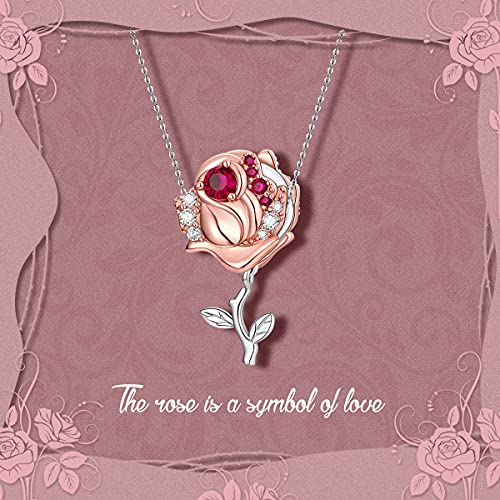Rose Flower Charm I Love You 3D Flower Dangle Charms Cubic Zircon 925 Sterling Silver Rose Gold Pendant Charms For Pandora Bracelet Necklace For Women Girls #TOP4