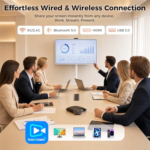 Image of 32 Inch Smart Portable TV, FHD Touch Screen Rolling Monitor on Wheels, Android 15 8GB +128GB, Wireless Tablet Display with Camera, 20W Speaker, EDLA-Certified 38,400 mAh Battery Voice Airmouse Remote