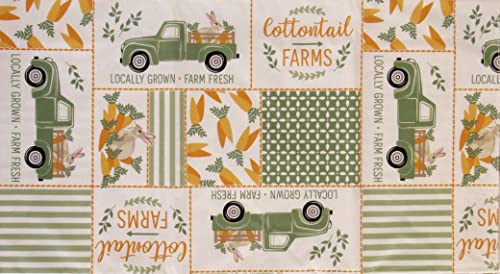 Mainstream Cottontail Farms Farm Fresh Carrots Easter Patchwork Vinyl Flannel Back Tablecloth (52Inch X 52Inch Square), Multi #TOP3