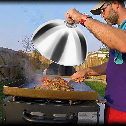 EAZY2HD Griddle Accessories Kit - 7 inch Cast Iron Burger Bacon Press with 10 Inch Heavy Duty Basting Cover Cheese Melting Dome for Flat Top Griddle Grill Cooking Indoor/Outdoor
