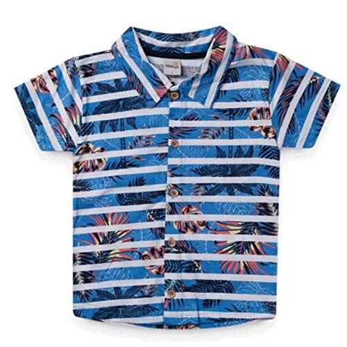 Camiseta Infantil Menino Gola Polo Estampada Azul 2