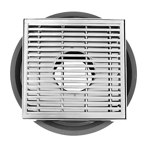 Premium AQVA 5 Inch Square Stainless Wedgewire Drain with Base - Durable Stainless Steel, Effortless Installation, Superior Drainage Performance, Sleek Modern Design - Ideal for Bathroom Showers Cover