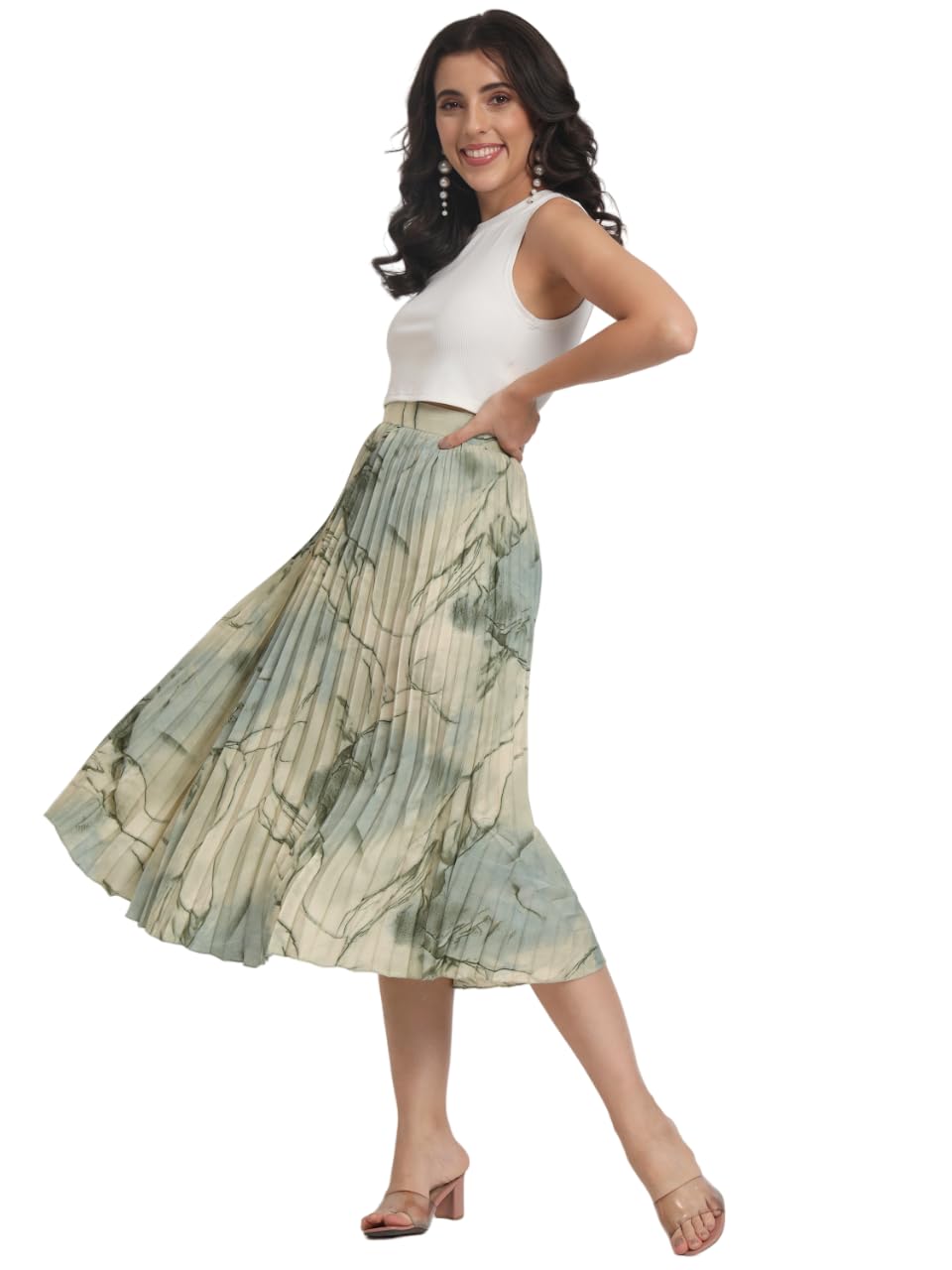 otabu Marble Elegance A Woman's A-Line MIDI Printed Skirt Masterpiece-picture-42