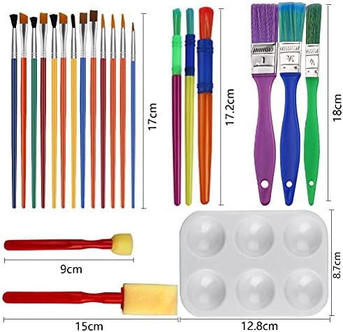 Paint Brushes for Kids, 25 Pcs Childrens Paint Brushes Kids Art Paint Brush Kids Painting Tools for Children with 1 Color Palette for Watercolor Oil Acrylic Rock Painting