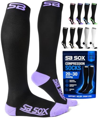 SB SOX Compression Socks (20-30mmHg) for Men & Women - BEST Stockings for Running, Medical, Athletic, Edema, Diabetic, Varicose Veins, Travel, Pregnancy, Shin Splints