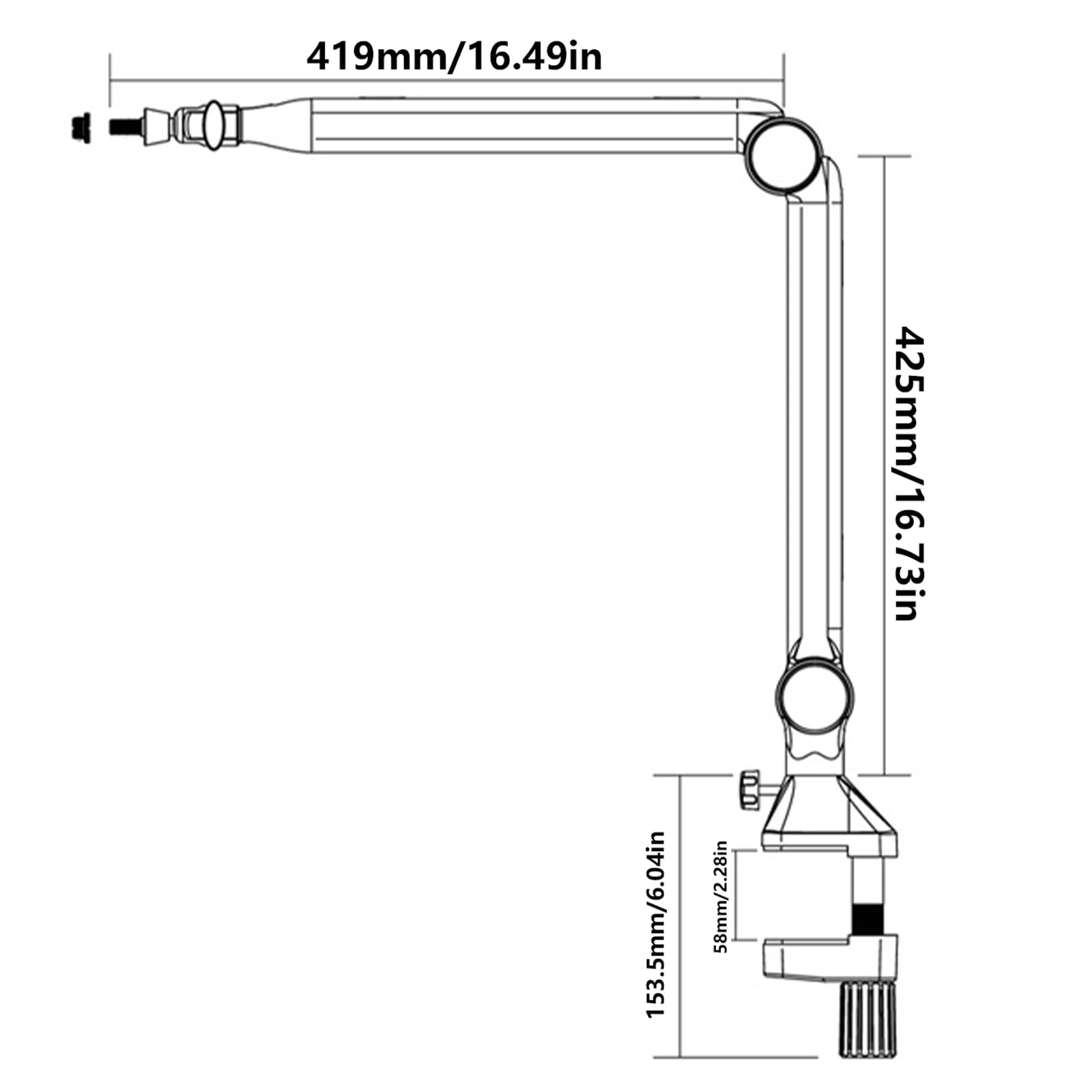 Supporto per microfono a braccio da tavolo regolabile in altezza rack C Clip Mount Holder per ufficio e studio domestico Uso professionale Supporto per microfono a sospensione regolabile