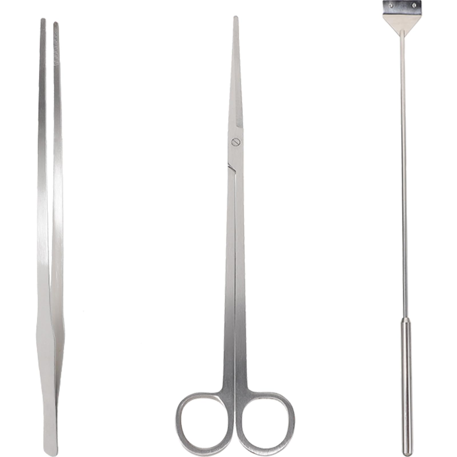 HOMSFOU Kit D'outils pour Aquarium Pinces 38 Cm, Ciseaux 25 Cm et Grattoir 46 Cm en Métal, pour Aquascaping et Nettoyage D'aquariums d'eau Douce et Salée, Accessoires de Maintenance