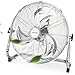 Aigostar Clover – XXL 54cm Retro Windmaschine, 100 Watt Starker Ventilator Groß, Bodenventilator mit Metall Chrom, Neigbarer Kopf (120°), 3 Stufen, Leise Standventilator, Industrie Ventilator, Silber