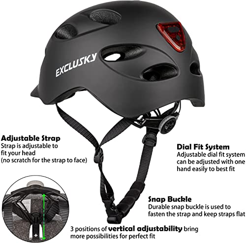 Exclusky Bike Helmet with Rechargeable USB Light, Urban Bicycle Commuter Helmet Men Adult Cycle Helmet Women 54-58cm/58-62cm - Image 5