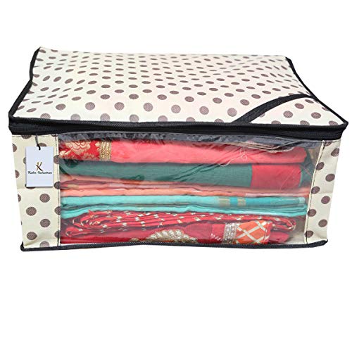 Image of Kuber Industries 18 Piece Non Woven Saree Cover Set, Ivory,CTKNEW165