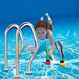 Pool Deck Handrails, Swimming Pool Handrail for Inground Pools, 304 Stainless Steel Swimming Pool Railings for Inground or Steps, Pool Handrail with All Accessories (2 PCS), 31.5 x 8.9 x 18.5 in