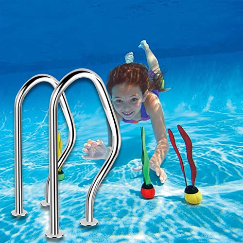 Pool Deck Handrails, Swimming Pool Handrail for Inground Pools, 304 Stainless Steel Swimming Pool Railings for Inground or Steps, Pool Handrail with All Accessories (2 PCS), 31.5 x 8.9 x 18.5 in