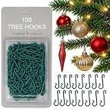 Simply Products 100 Bauble Christmas Tree Hooks - Green Ornament Hooks & Mini Hangers for Tree, Wreath & Vine
