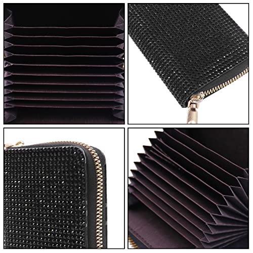 Women's Rhinestone Credit Card Holder Fashion Zipper RFID Card Case Organizer Bling Sparkle Slim Small Pouch Wallet3