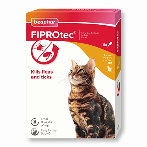 Beaphar | FIPROtec® Spot-On for Cats | Kills Fleas & Ticks | Vet Strength Treatment | 6 Pipettes