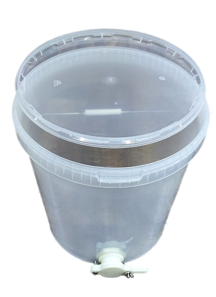 Abfülleimer / Honig Eimer 25kg mit Quetschhahn (Kunststoff Weiß)