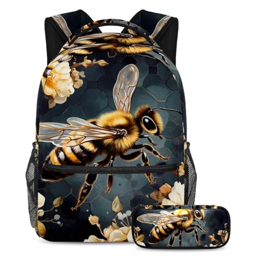Sac à dos polyvalent grand format Art Insect Honeybee 58 avec pochette école