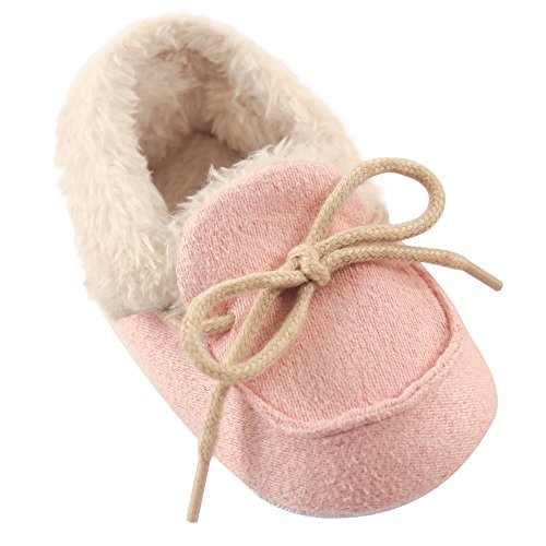Image of Luvable Friends Unisex Baby Moccasin Shoes, Pink, 6-12 Months