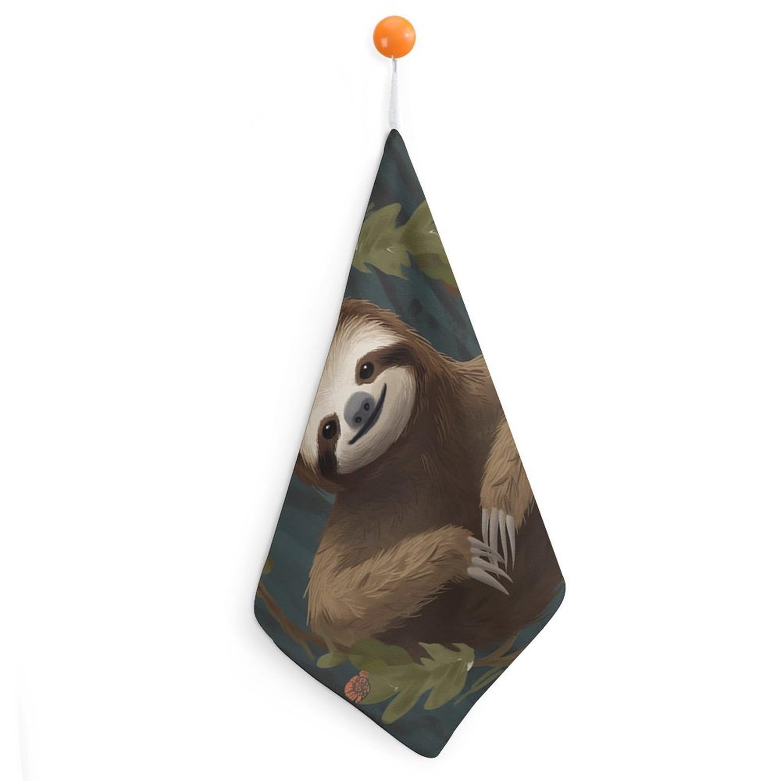 QMNLKH Sloth Hand Towels for Kitchen, Quick Dry Hanging Hand Towels with Loops, Absorbent Hand Towel for Bathroom, Square Soft Microfiber Towels for Gym, 11.8inch 1PCS