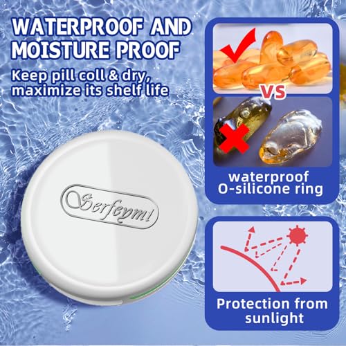 Image of Serfeymi Small Pill Case for Purse, Unique Artistic Patterns Travel Pill Box with 3 Compartments, Portable Mini Pill Organizer for Pocket, Decorative Pill Container for Purse - White(Logo)