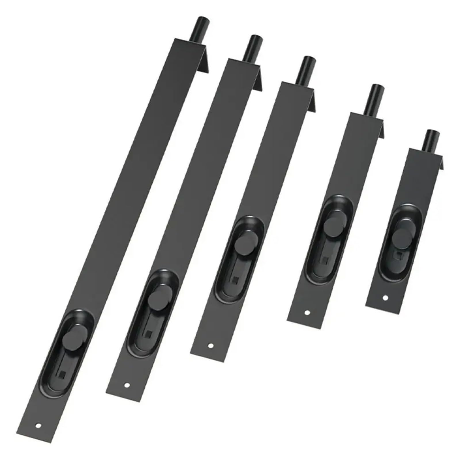 Flush Bolt for Double Door 2PCS Stainless Steel Door Bolts Slide Bolt 4/6/8/10/12inch Latch Hardware(Black,12inch)