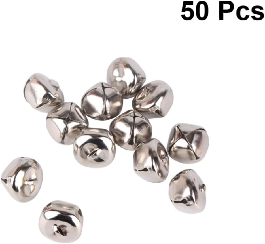 50pcs Silver Jingle Bell Cross Ornament with 20m Red String Xmas