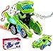 Ltteaoy Transformable Dinosauro Macchinine Giocattolo Elettrico Transformer Giocattoli Auto Trasformers Dinosauro LED con Luci Colorate, Musica e Ruota Universale, Regalo per Bambini 3-8 Anni(Verde)