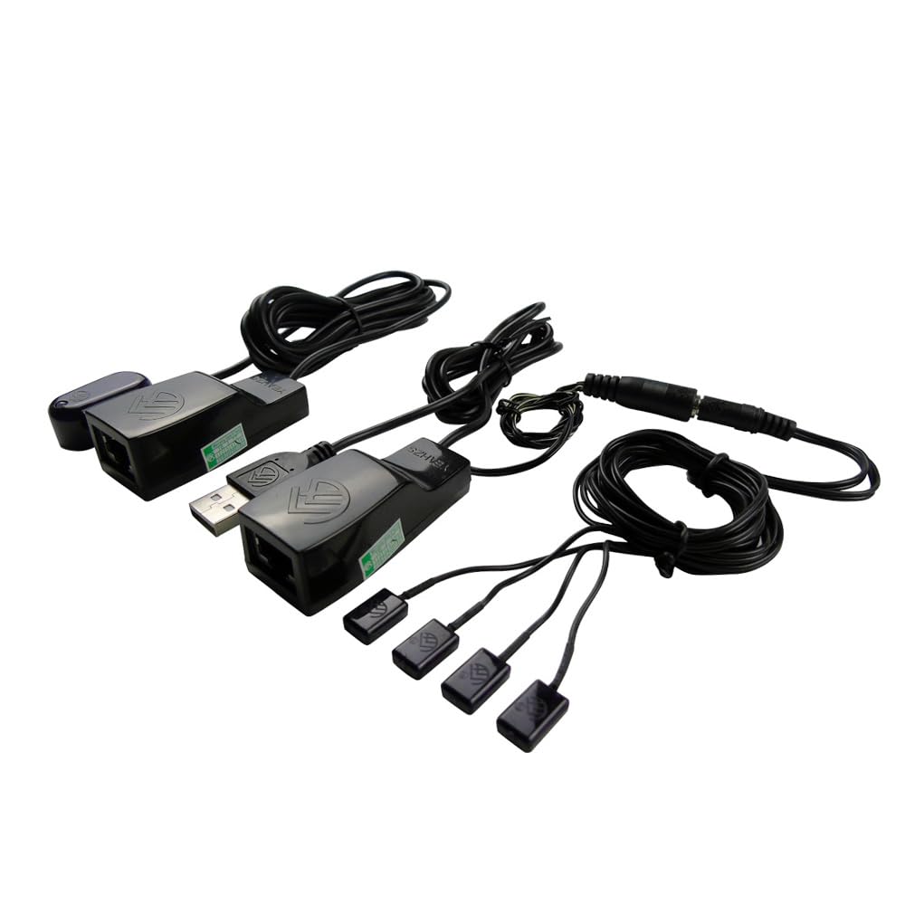 Système de répéteur infrarouge Ethernet pour câble Ethernet Cat6/Cat5e/Cat8 - Extension de télécommande IR - Boîtier décodeur infrarouge vers RJ45 - Pour appareils ménagers (contrôle de 4