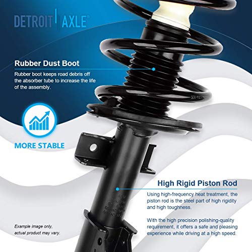 Image of Detroit Axle - 2 Front Struts for Buick 08-12 Enclave Chevy 09-12 Traverse 07-12 GMC Acadia 07-10 Saturn Outlook, 2pc Struts w /Coil Spring 2007 2008 2009 2010 2011 2012 Replacement Strut Shock