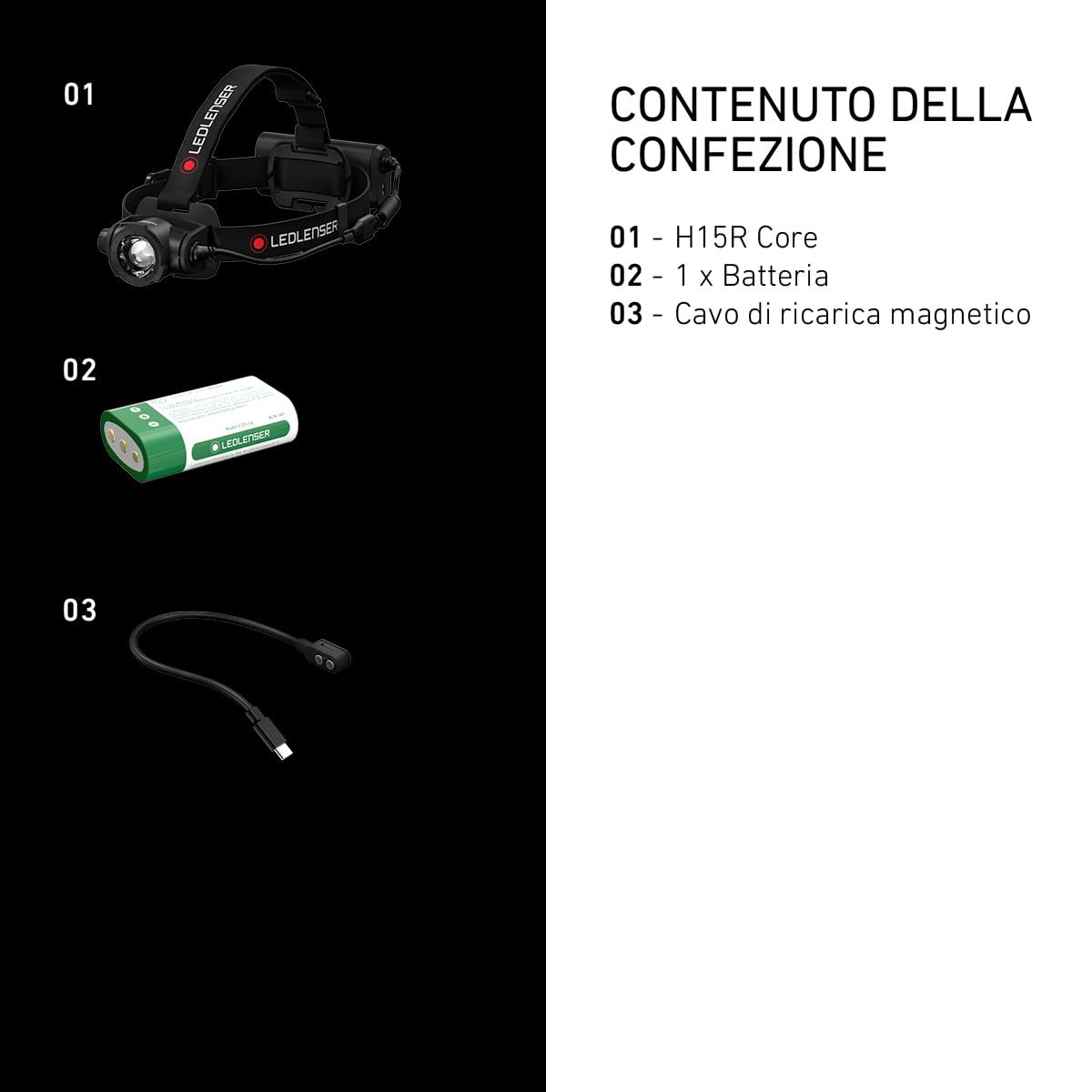 Ledlenser H15R Core Torcia Frontale LED, 2500 Lumen, Ricaricabile con Batteria al Litio, Impermeabile IP67, dimmerabile, Const. Light, Portata Luminosa di 250m, Cavo di ricaricamagnetico USB