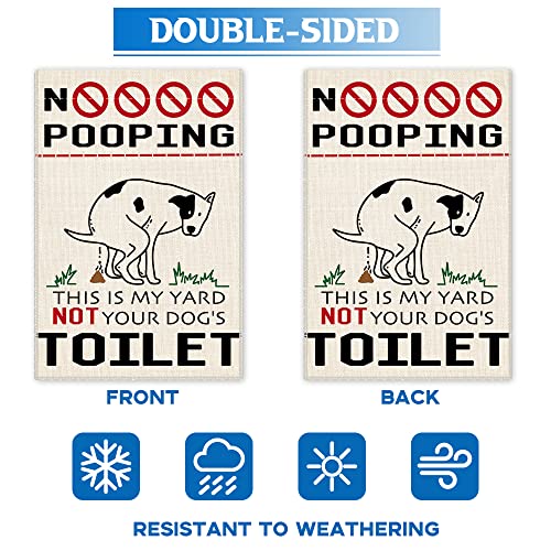 Hafhue No Pooping This is My Yard Not Your Dog's Toilet Garden Flag, No Shitting Dog Signs, Garden Flag with Dogs, Dog Lovers Seasonal Party Lawn Exterior Porch Decor, Holiday Outdoor Farmhouse Flag by Hafhue - Image 3