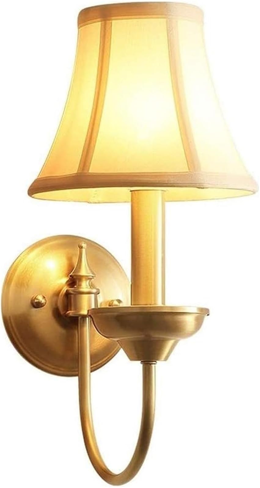 HPTHLY E14 European Simple Wall Sconce With White Fabric Drum Shade Indoor Wall Lamp Bedside Wall Light Fixture Gold Finish Copper Bracket Wall Lamps & Sconces Wall L