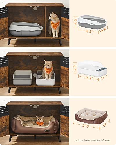 Feandrea Litter Box Enclosure, Cat Litter Box Furniture Hidden, With Removable Divider, High Legs, Cat House For Indoor Cats, Side End Table, 31.5 X 19.7 X 21.7 Inches, Rustic Brown Upcl006X01 #TOP6