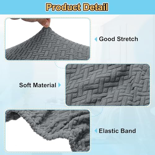 sourcing map Stretch Ottoman Cover Twill Square Ottoman Slipcover with Elastic for Foot Stool Living Room Bedroom Fit Length 57-70cm / 23"-27", Medium, Light Gray - Cosy Home Interiors sourcing map Stretch Ottoman Cover Twill Square Ottoman Slipcover with Elastic for Foot Stool Living Room Bedroom Fit Length 57-70cm / 23"-27", Medium, Light Gray - Image 3