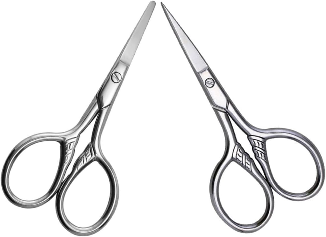 NOLITOY 10pcs Stainless Steel Eyebrow Scissors for Men Precision Trimming Tools for Eyebrows and Beards Small Grooming Scissors Comfortable Handles