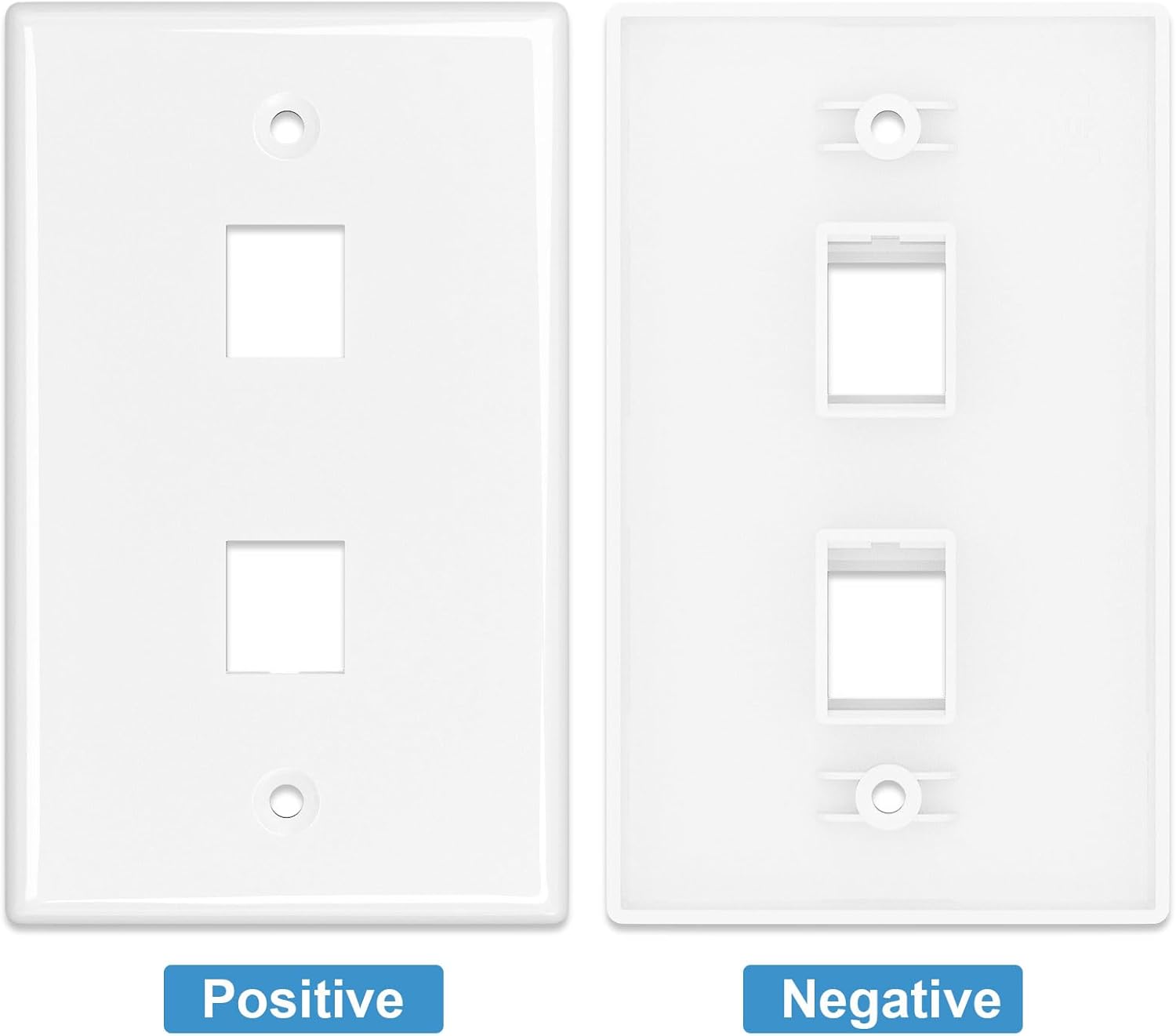 iwillink (10-Pack) Ethernet Wall Plate, 2-Port Keystone Wall Plate with RJ45 Keystone and Low Voltage Mounting Bracket, Female to Female Cat6 Wall Plate, Blue