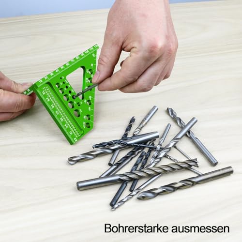 3D-Gehrungswinkel Multifunktional 22.5-90 Winkelmaß Aluminiumlegierung Hochpräzises Layout-Messwerkzeug Anreisswerkzeug Holzbearbeitungs-Messwerkzeuge für Tischler, Ingenieur Grün
