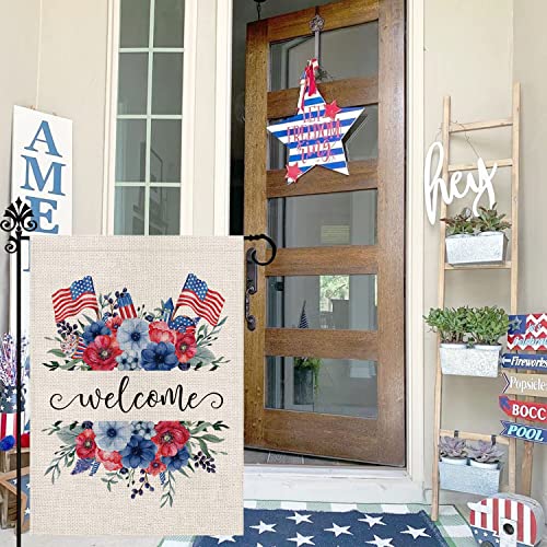 4Th Of July Garden Flag Patriotic Welcome Flowers Memorial Day American Flags Vertical Double Sided Fourth Of July Independence Day Yard Outdoor Decor 12.5X18 Inch #TOP4