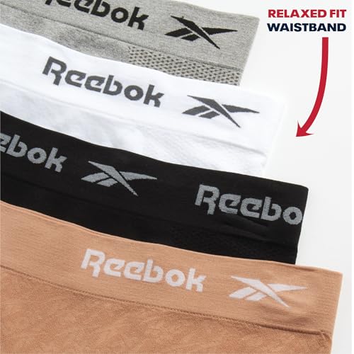 Image of Reebok Womens Boyshorts - 4 Pack Seamless Underwear for Women with Performance Stretch, Relaxed Waistband, 4 inch Inseam