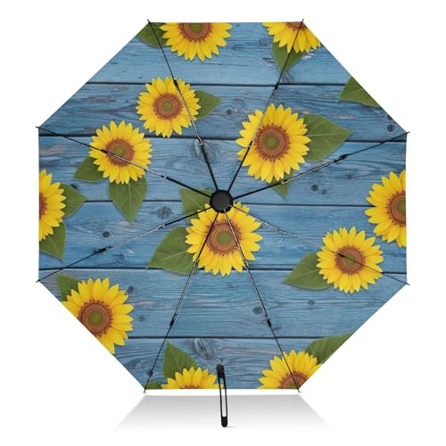 Parapluie pliable jaune coupe-vent automatique compact portable pour pluie et soleil