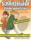  Schnitzeljagd Kindergeburtstag: Detektivspiele & Schatzsuche-Set. All incl. : Rätsel, Einladungen, Urkunden, Detektivausweise: Komplettset mit Schatzkarte für 4-6 Jährige  bis zu 10 Kinder