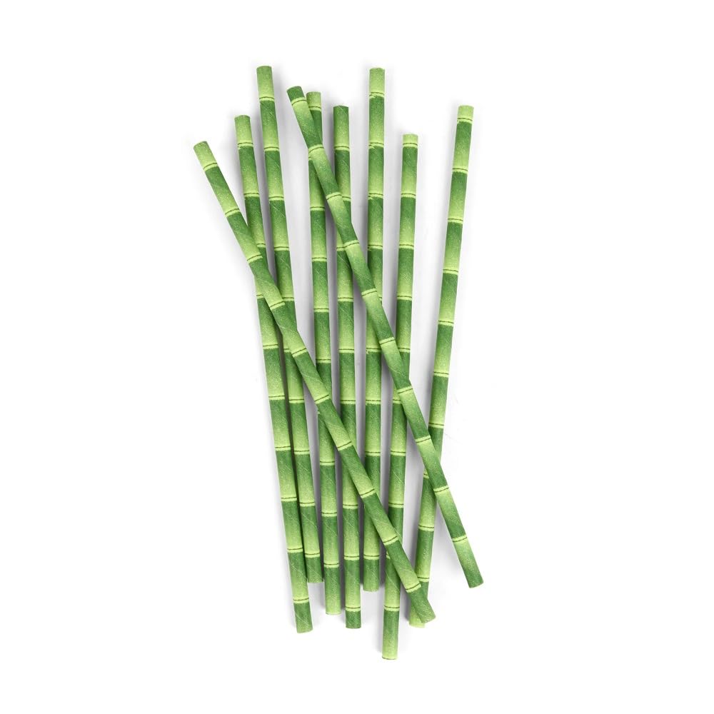 Kikkerland Bamboo 144-Piece Paper Soy Based Ink Paper Straw, Multi-Colour, Cu75