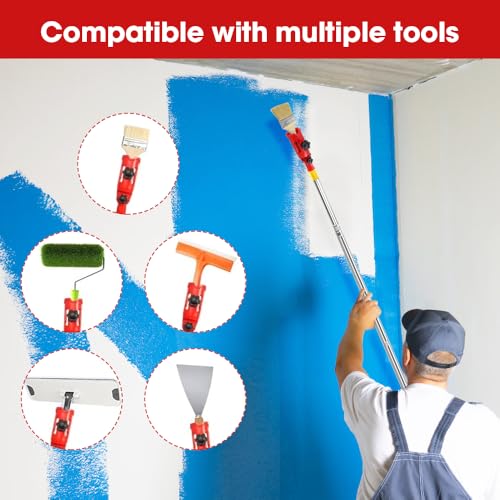 mizikuu 1.7m Mehrwinkel Pinsel Verlängerung, Teleskop Pinselverlängerung Einziehbare Farbroller Verlängerungsstange Wand und Deckenpinselverlängerung Flexible Pinsel für Decken Wände